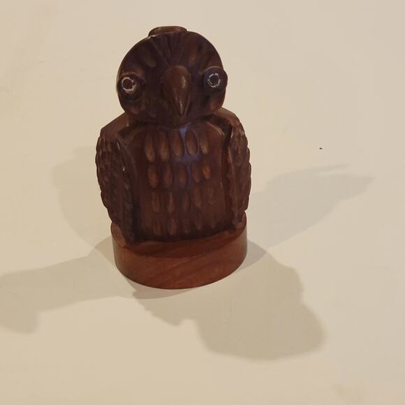 Vintage Hand Carved Wooden Eyeglasses Holder Owl Figurine - Picture 10 of 13